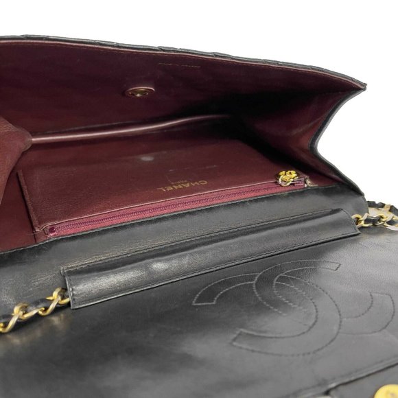 CHANEL - VTG CC Logo Old Medium Black Matelasse Quilted Shoulder Bag - Picture 6 of 12